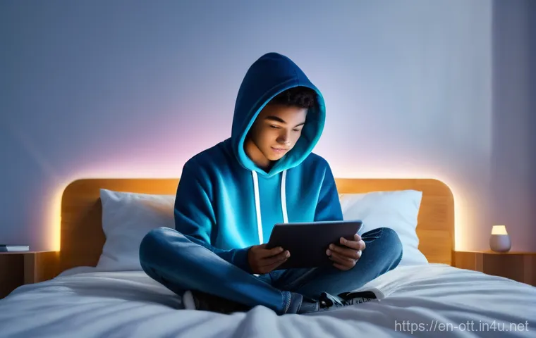 OTT 플랫폼 장단점 - **Prompt:** An adult individual (gender-neutral, wearing a smart-casual shirt and trousers, fully cl...