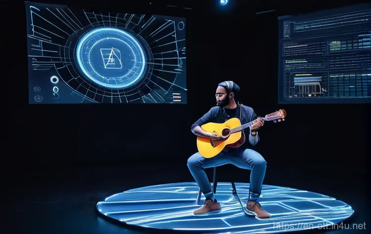 OTT와 블록체인 기술 - **Prompt: "An individual proudly standing in front of a sophisticated, modern digital library, showc... OTT와 블록체인 기술 - **Prompt: "An individual proudly standing in front of a sophisticated, modern digital library, showc...