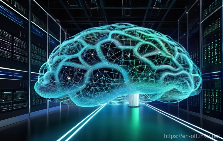 OTT와 클라우드 기술 - **Prompt:** A dynamic, futuristic visualization of "The Mighty Cloud" as a vast, interconnected digi...