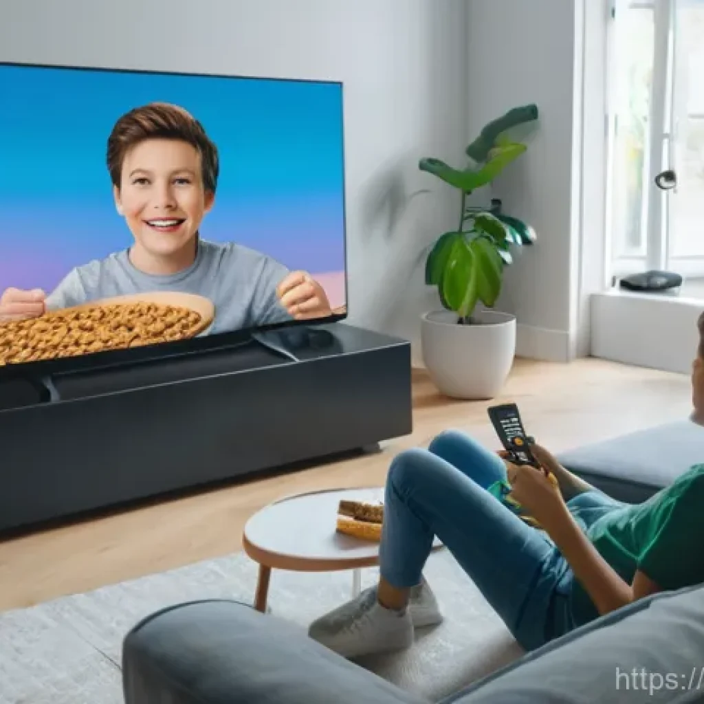 넷플릭스 가격 플랜 - **Prompt:** A cozy living room scene with soft, ambient lighting. A young adult is comfortably seate...