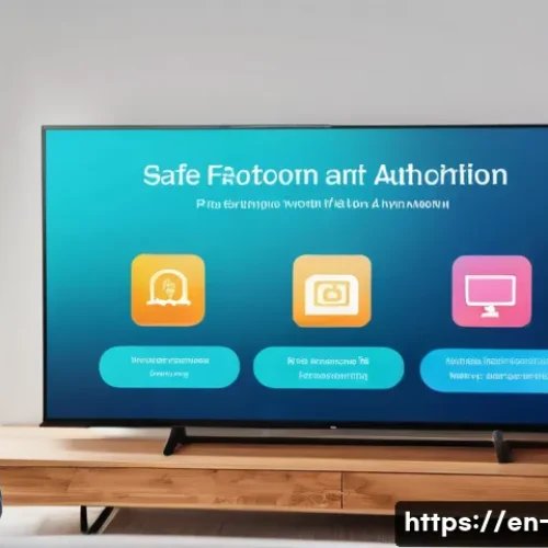 OTT 개인정보 보호 - A modern, sleek home living room scene with a diverse family streaming content on multiple devices—s...